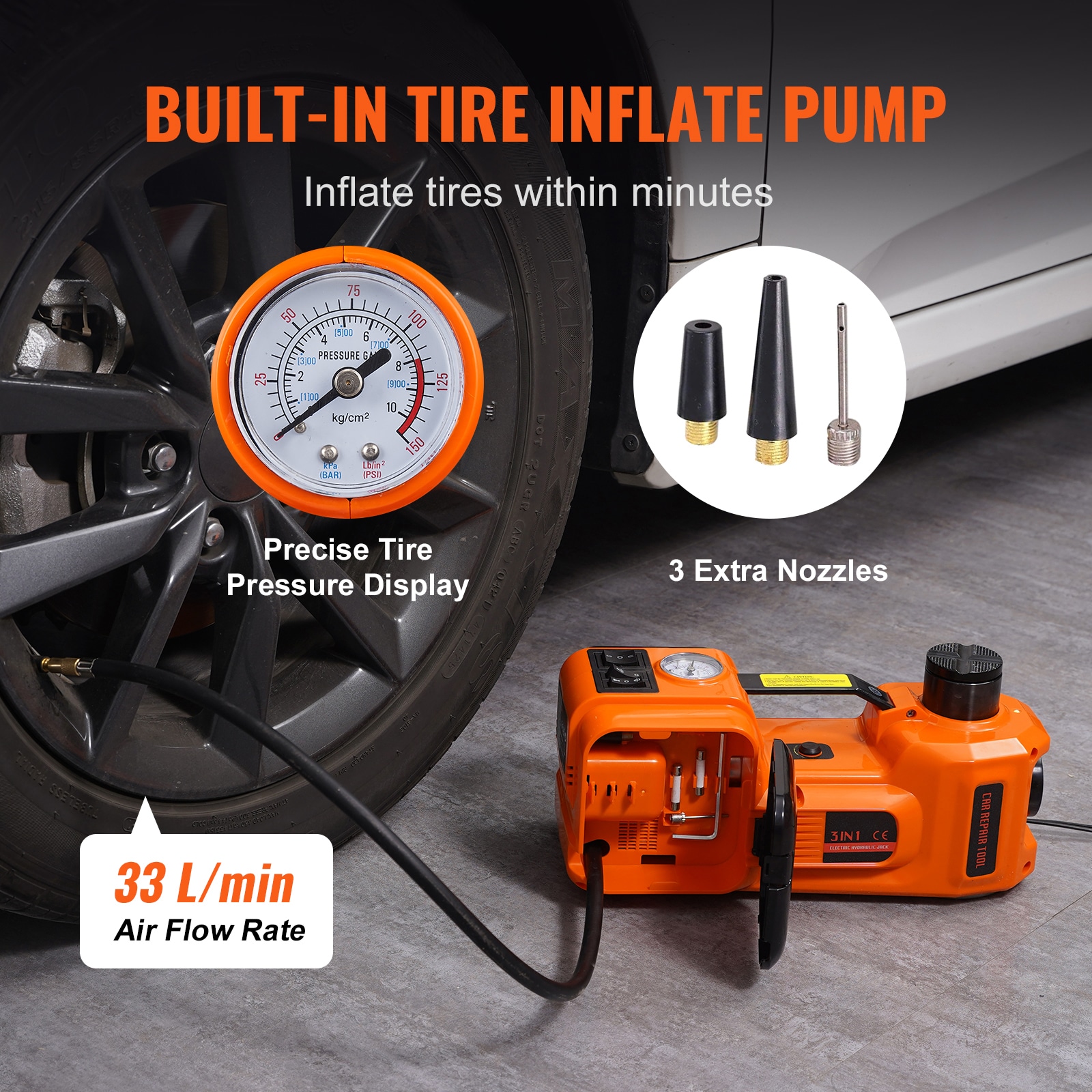 Electric Car Jack 5 Ton Hydraulic Lift With Pump And Led Light_voghion.com